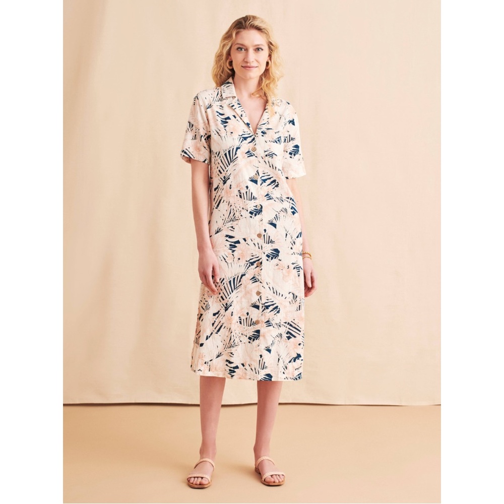 NEW Faherty Linen Blend Canopy Palm Print